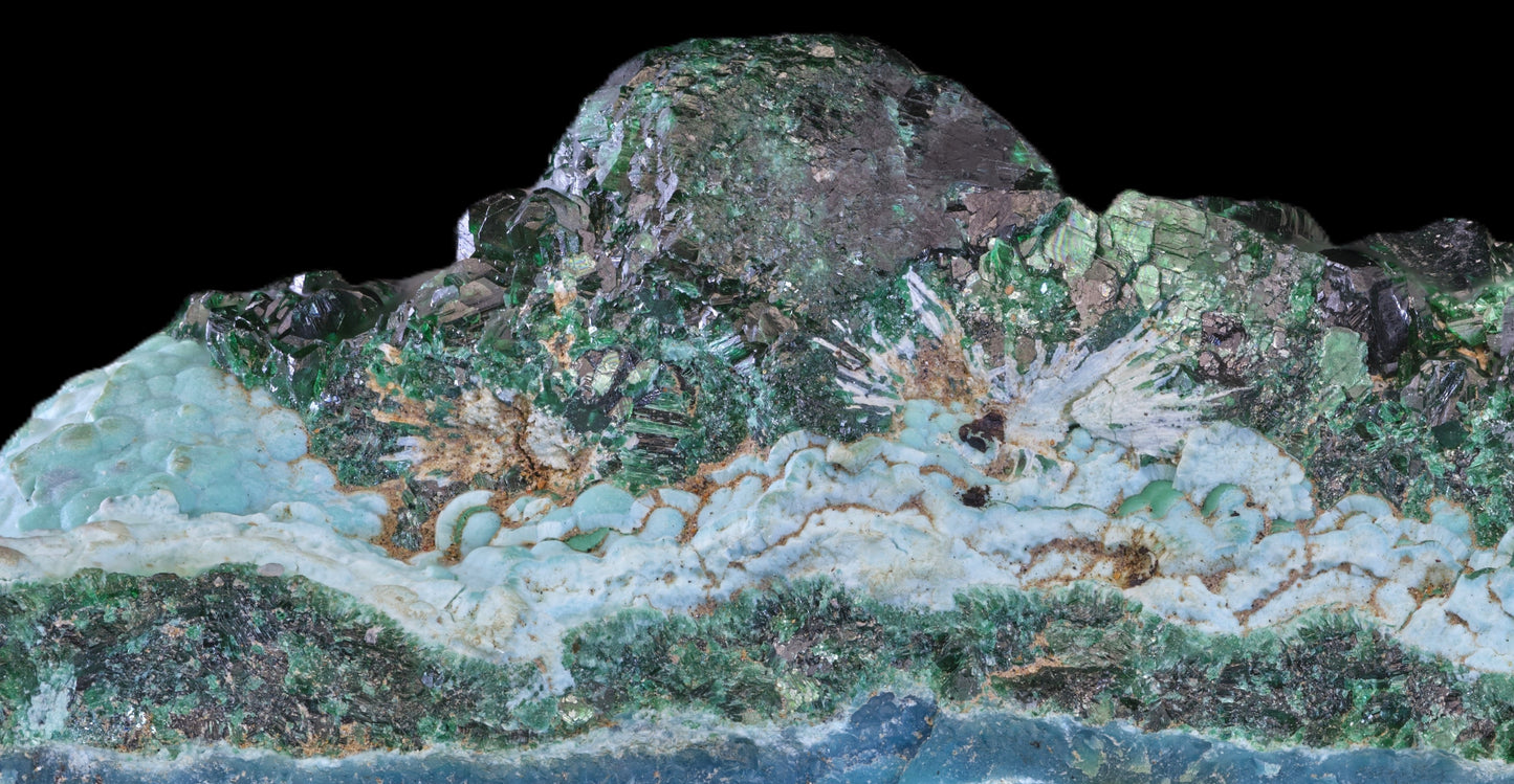 Malachite (Primary and as Ps. After Cuprite) and Chrysocolla