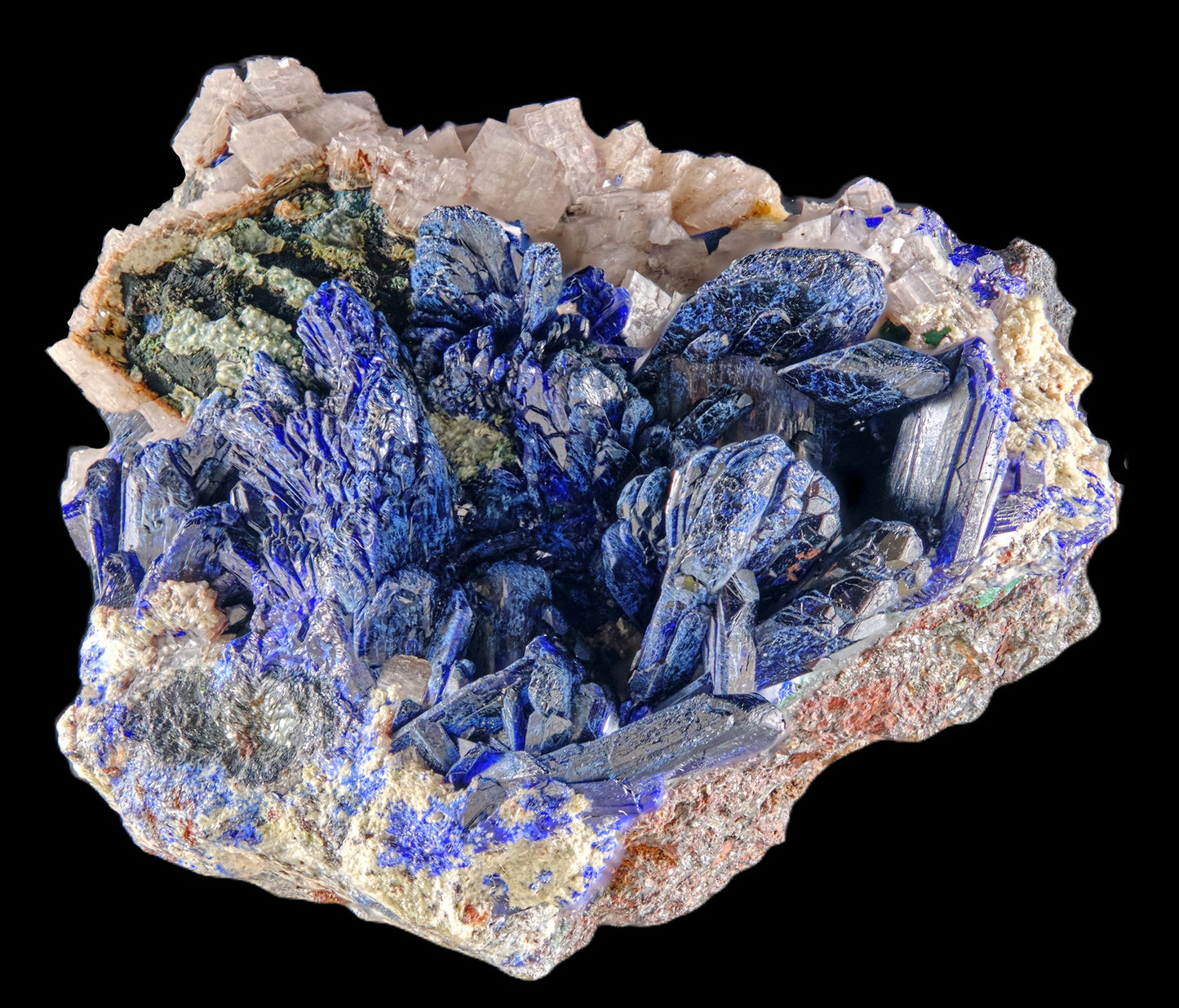 Azurite with Calcite