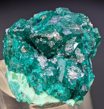 Dioptase with Plancheite and Drusy Quartz