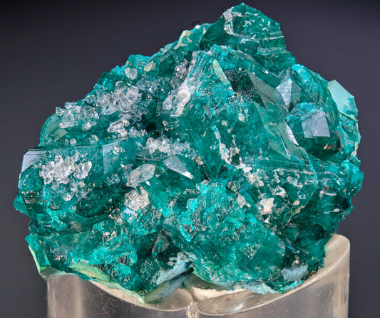 Dioptase with Plancheite and Drusy Quartz