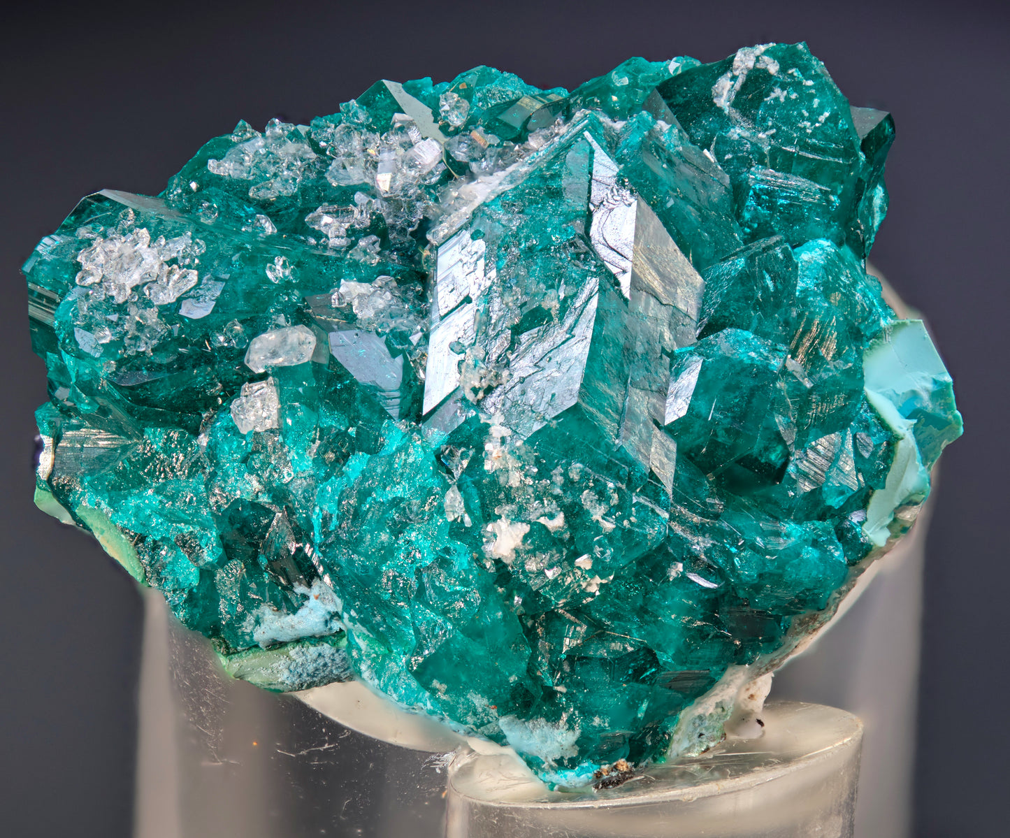 Dioptase with Plancheite and Drusy Quartz