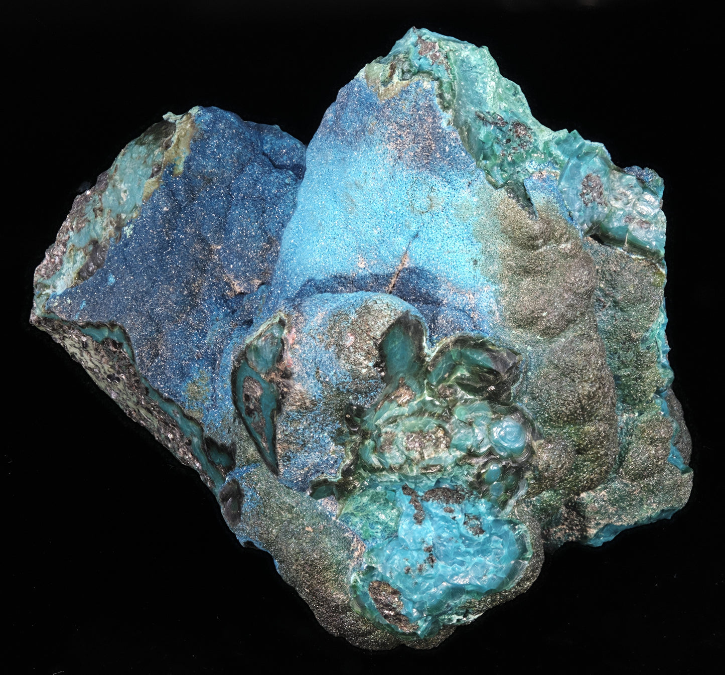 Cornetite with Chrysocolla, Pseudomalachite and Heterogenite
