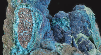 Cornetite with Chrysocolla, Pseudomalachite and Heterogenite