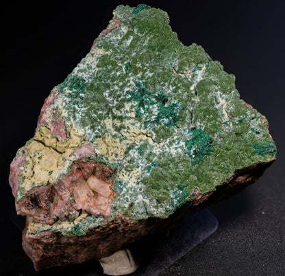 Kolwezite with Malachite on Cobaltoan Calcite