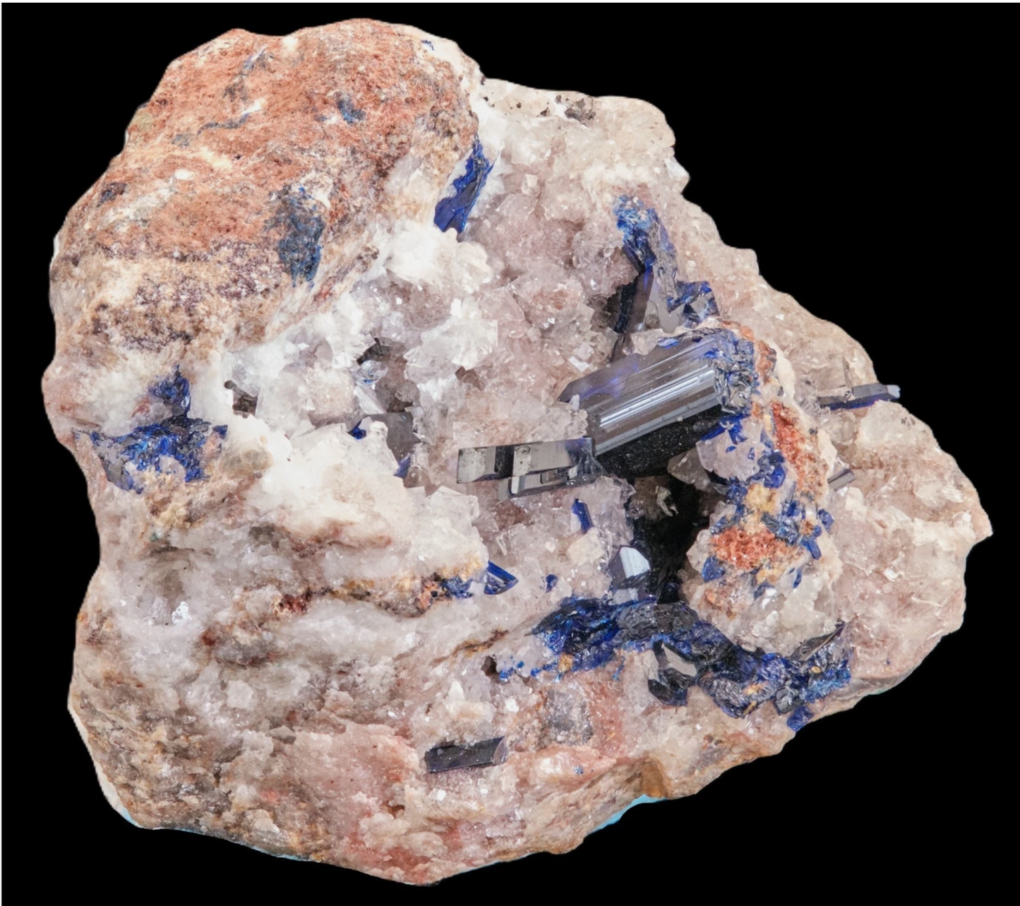 Azurite with Calcite
