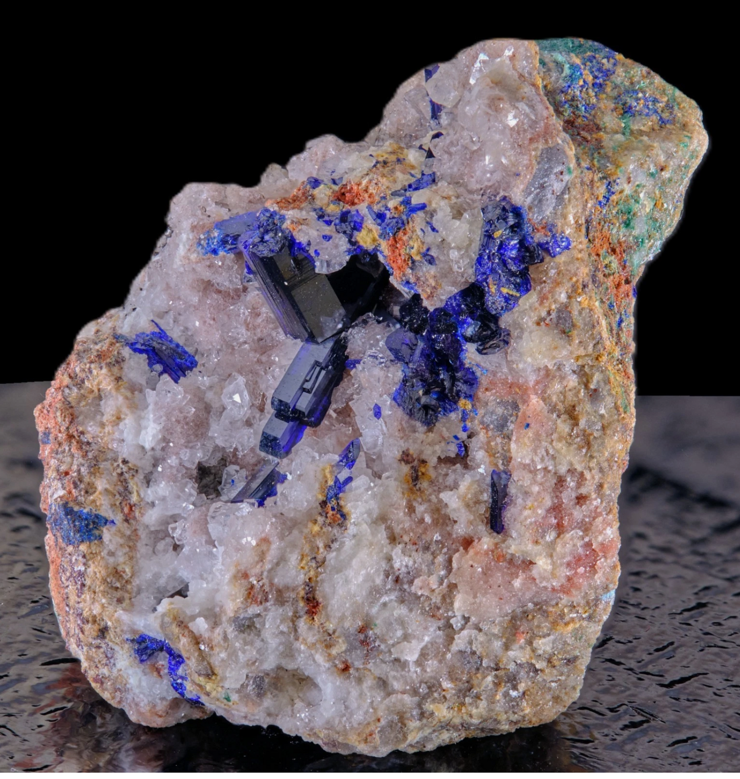 Azurite with Calcite