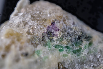 Emerald in Matrix with Fluor-Dravite, Fluorite, and Xenotime