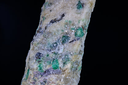 Emerald in Matrix with Fluor-Dravite, Fluorite, and Xenotime