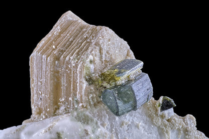 Tourmaline on Muscovite with Lepidolite and Albite