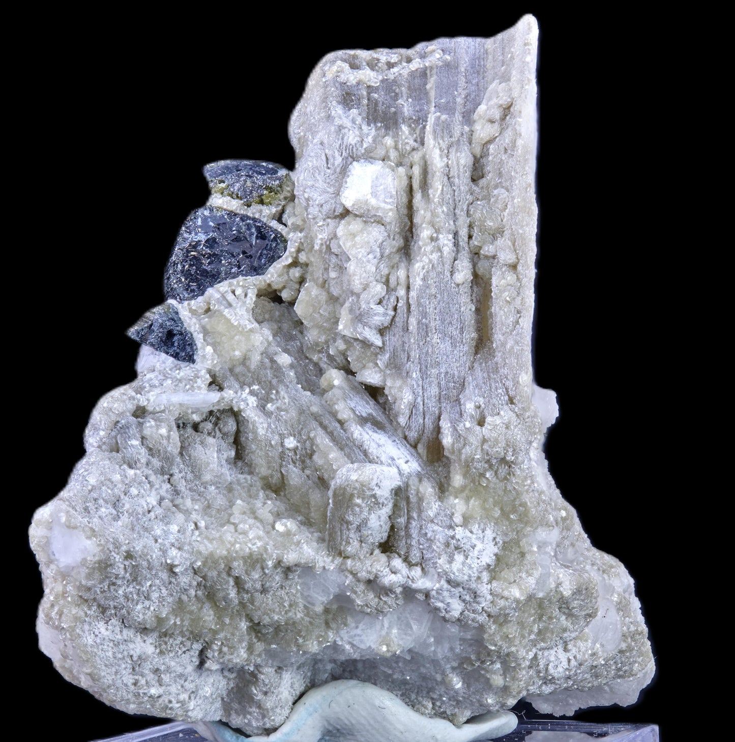 Tourmaline on Muscovite with Lepidolite and Albite