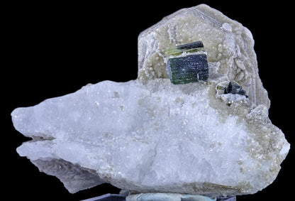Tourmaline on Muscovite with Lepidolite and Albite