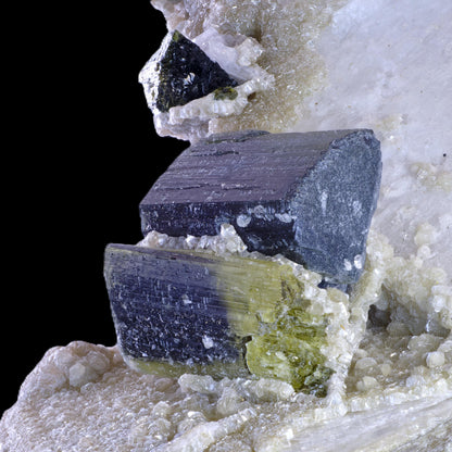 Tourmaline on Muscovite with Lepidolite and Albite