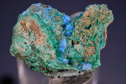 Spangolite, Cyanotrichite, and Malachite