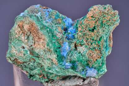 Spangolite, Cyanotrichite, and Malachite