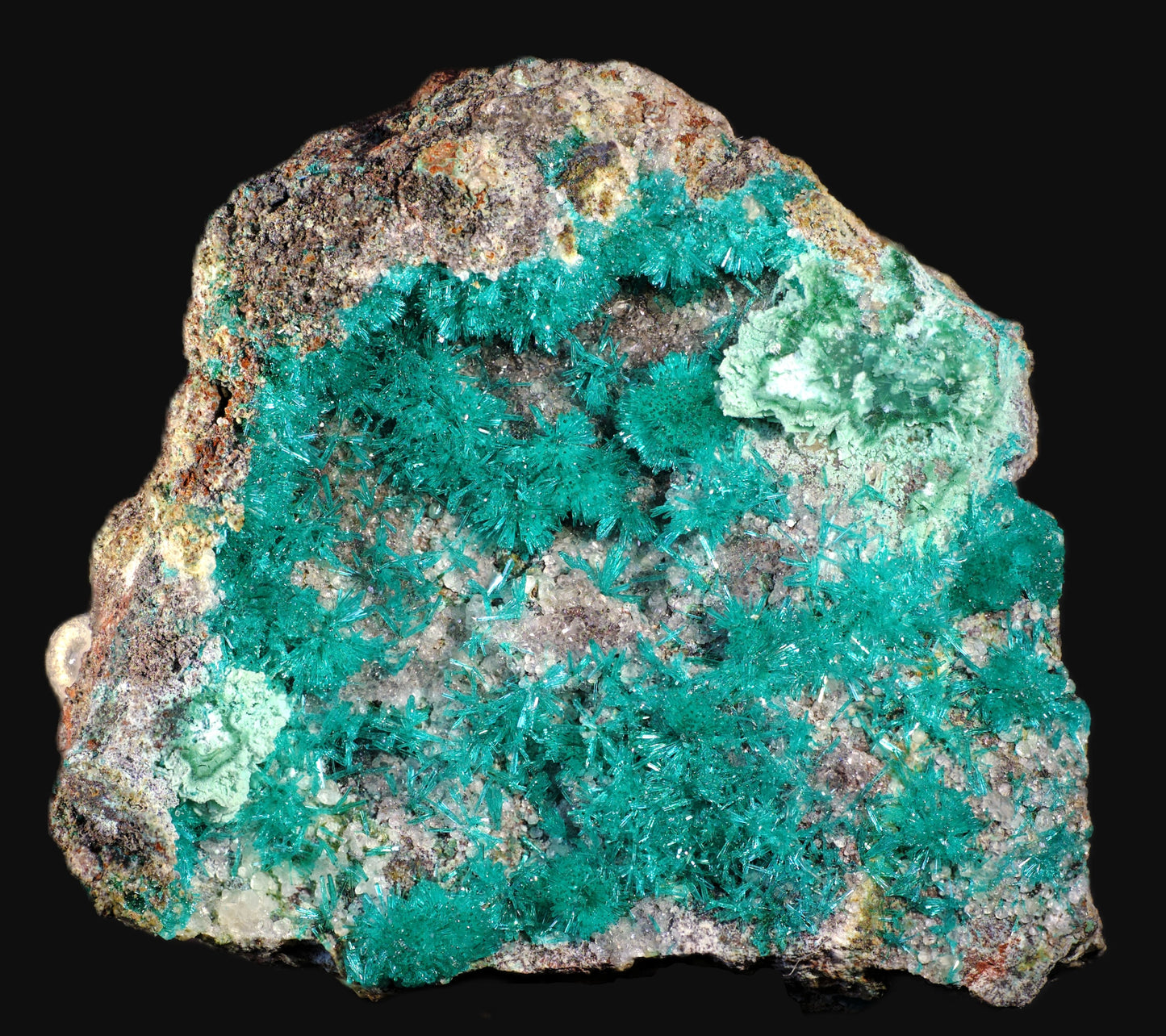 Dioptase with Chrysocolla and Apophyllite