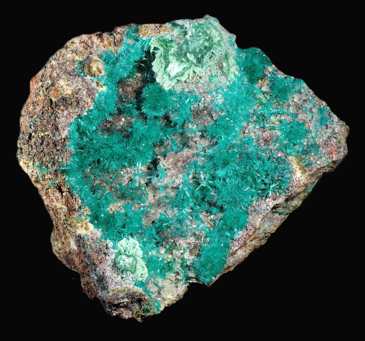 Dioptase with Chrysocolla and Apophyllite