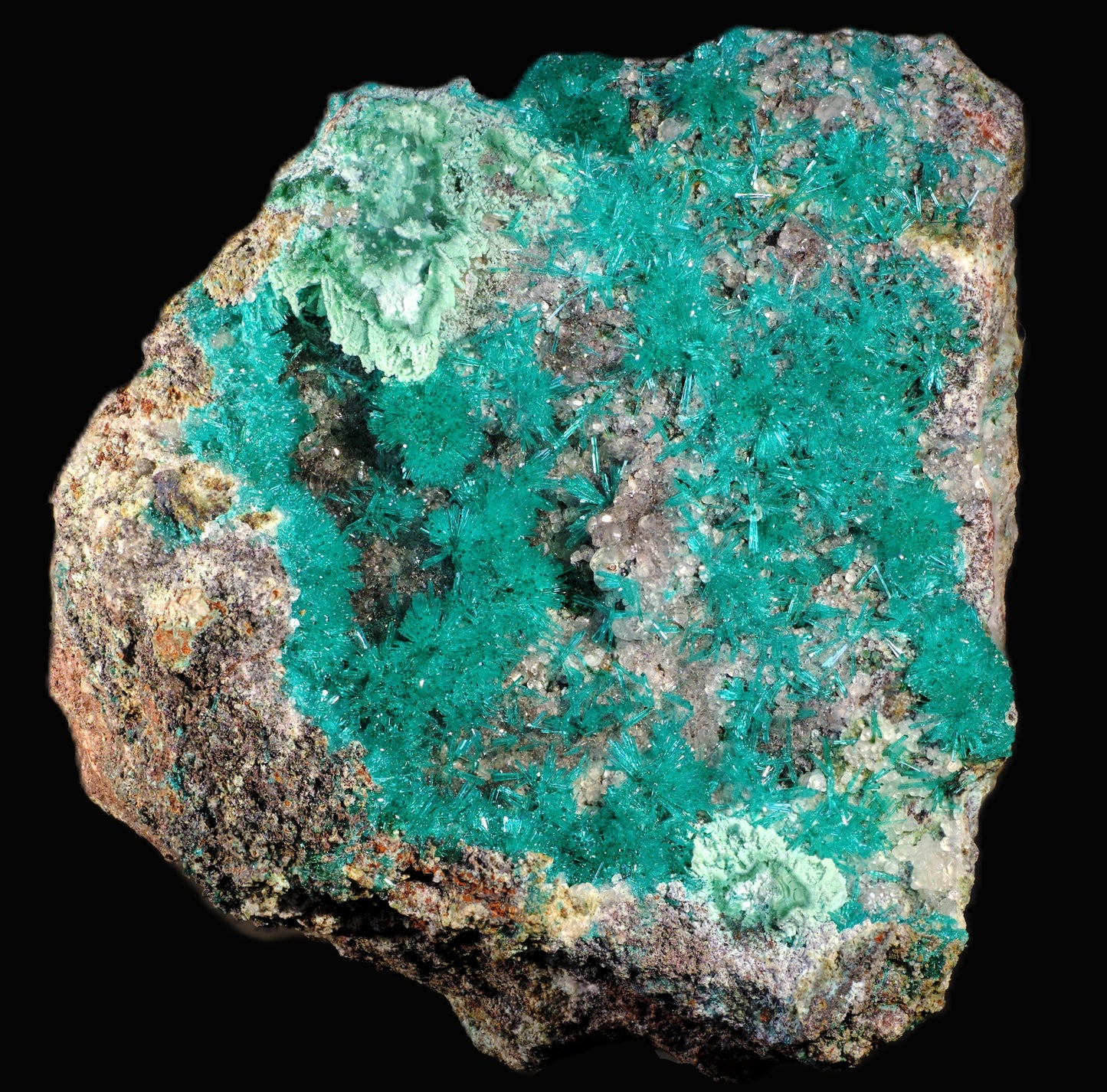 Dioptase with Chrysocolla and Apophyllite