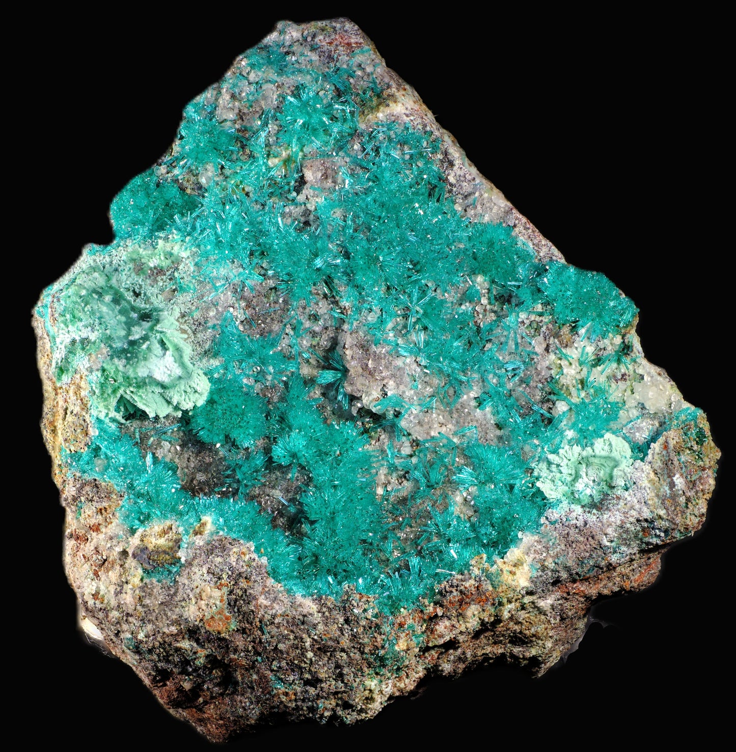 Dioptase with Chrysocolla and Apophyllite