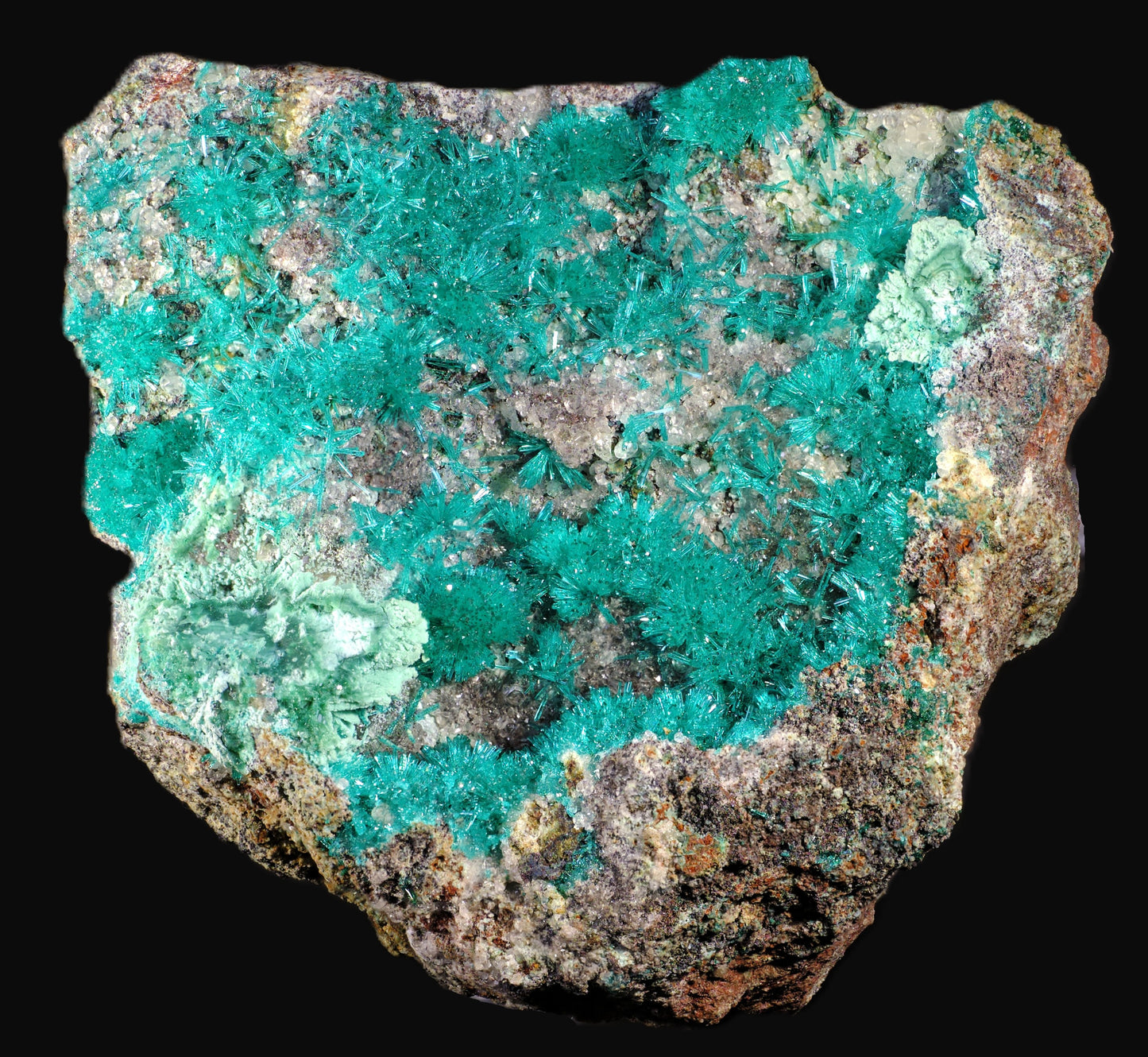 Dioptase with Chrysocolla and Apophyllite