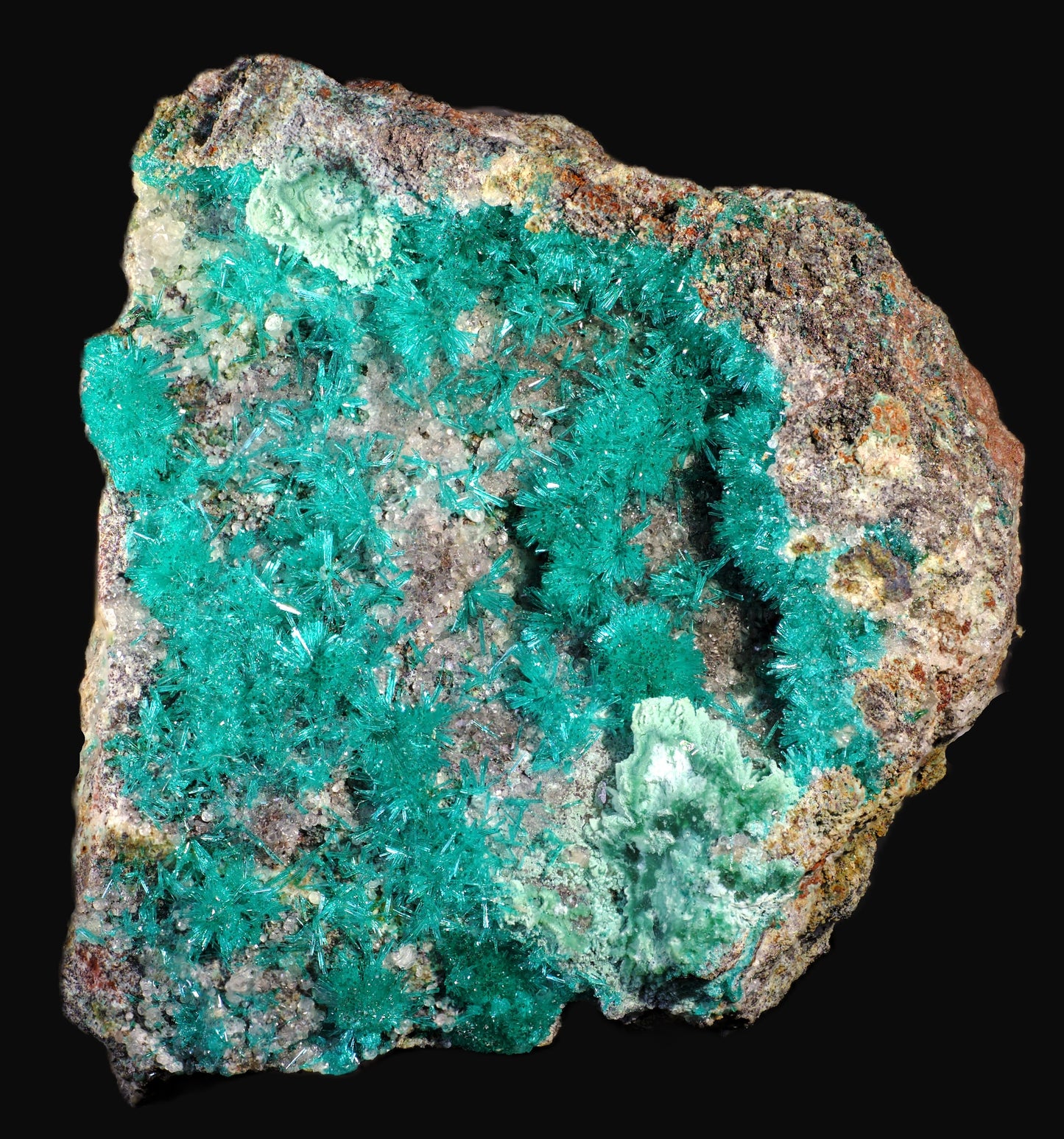 Dioptase with Chrysocolla and Apophyllite