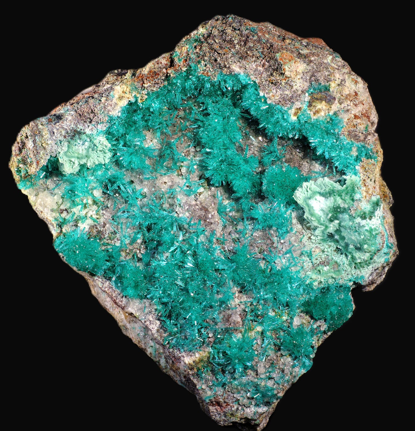 Dioptase with Chrysocolla and Apophyllite