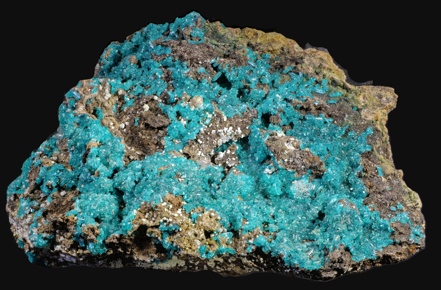 Dioptase with Chalcedony and Quartz