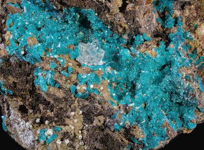 Dioptase with Chalcedony and Quartz