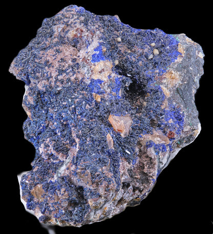 Wulfenite on Azurite with Dolomite and Smithsonite