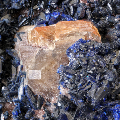 Wulfenite on Azurite with Dolomite and Smithsonite