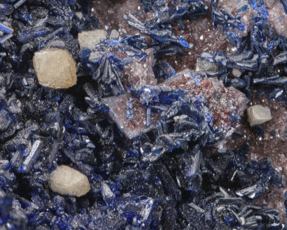 Wulfenite on Azurite with Dolomite and Smithsonite