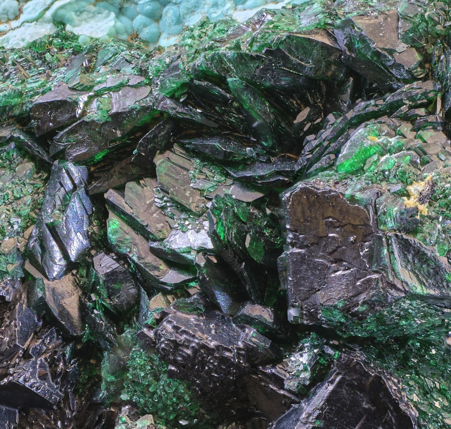 Malachite (Primary and as Ps. After Cuprite) and Chrysocolla