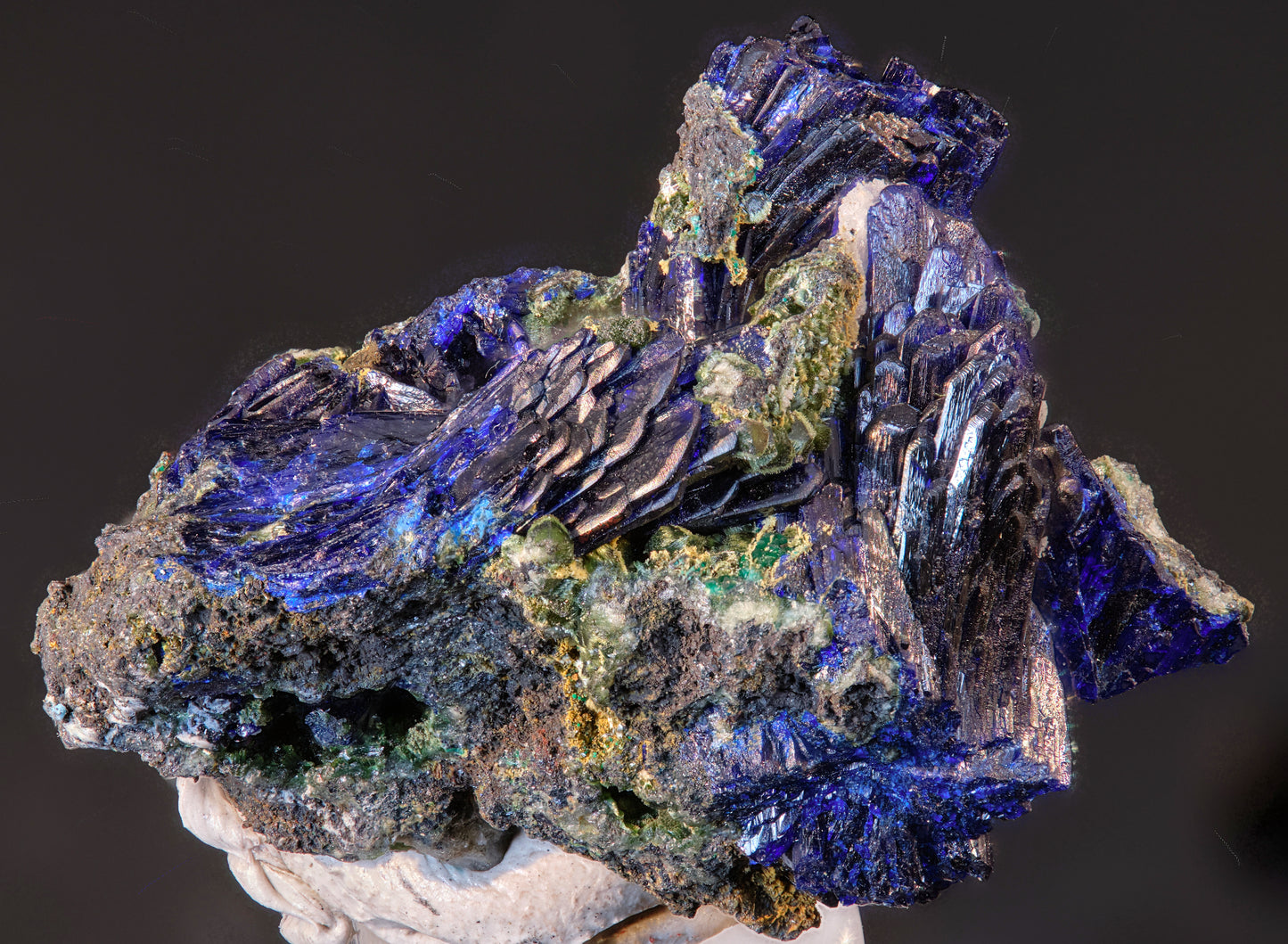 Azurite Crystal Cluster with Olivinite