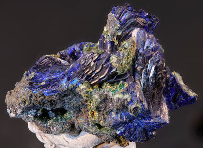 Azurite Crystal Cluster with Olivinite