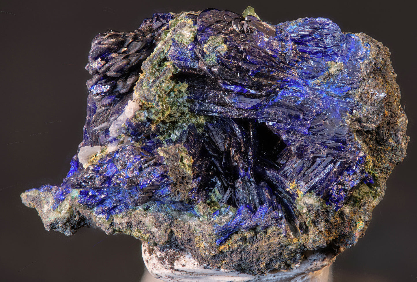 Azurite Crystal Cluster with Olivinite