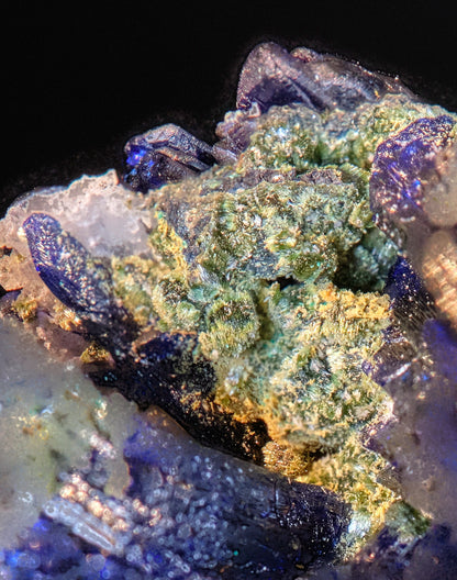 Azurite Crystal Cluster with Olivinite
