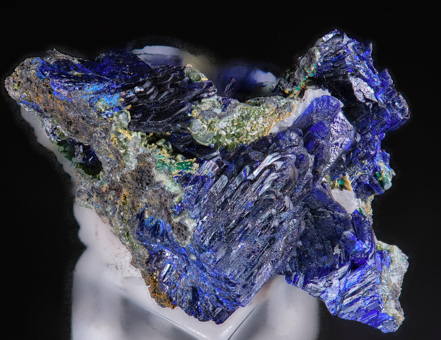 Azurite Crystal Cluster with Olivinite
