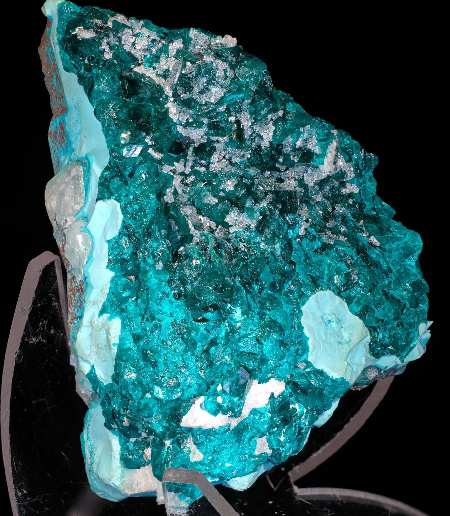 Dioptase with Plancheite and Drusy Quartz