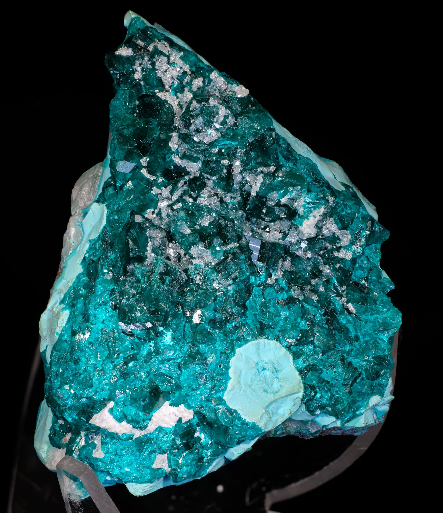 Dioptase with Plancheite and Drusy Quartz