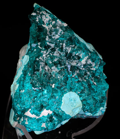 Dioptase with Plancheite and Drusy Quartz
