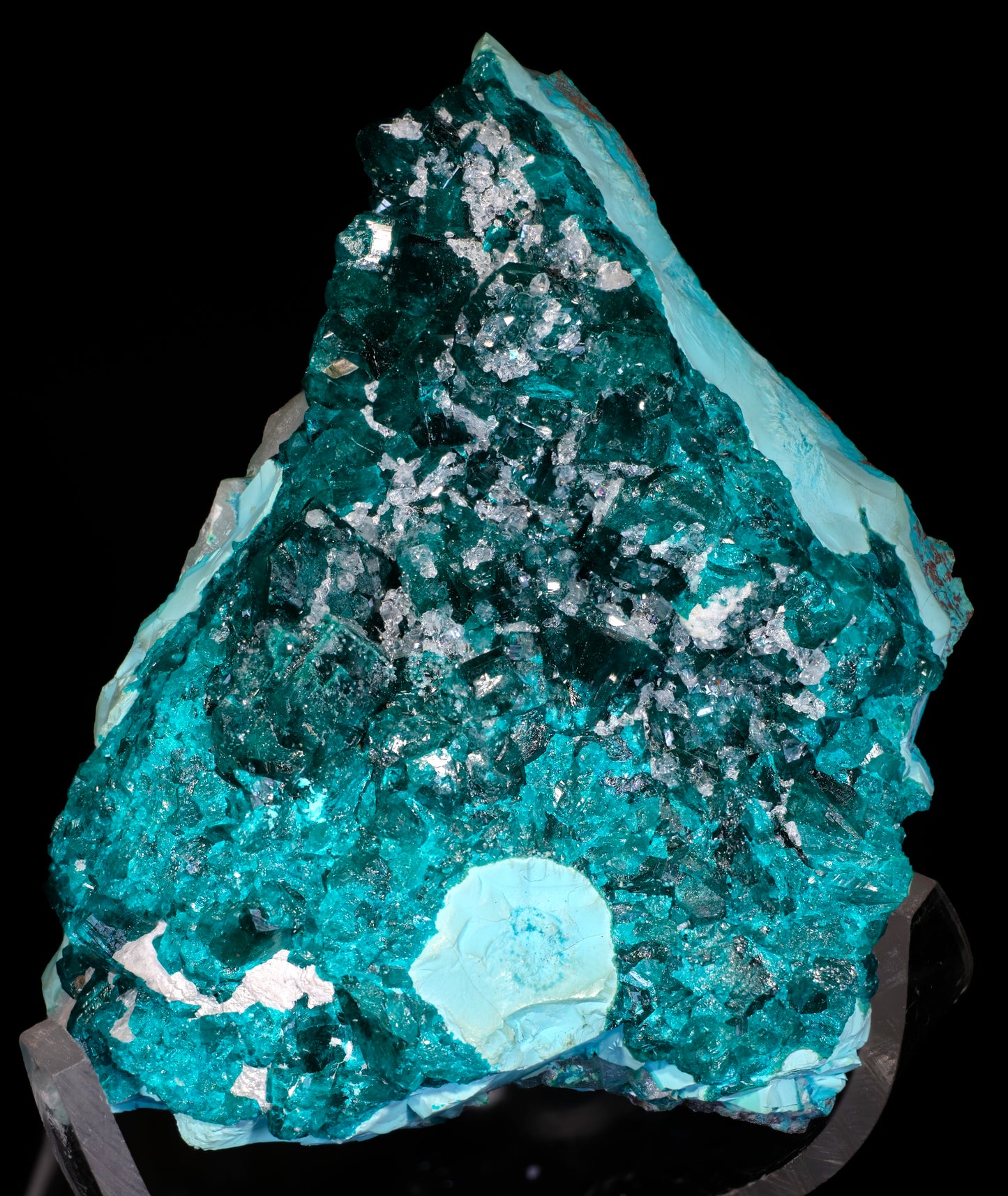 Dioptase with Plancheite and Drusy Quartz