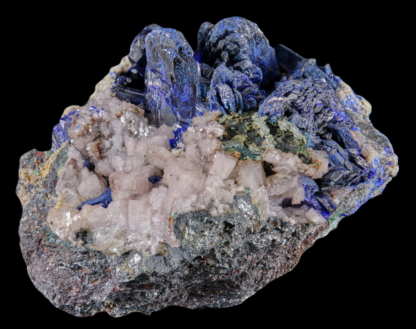 Azurite with Calcite