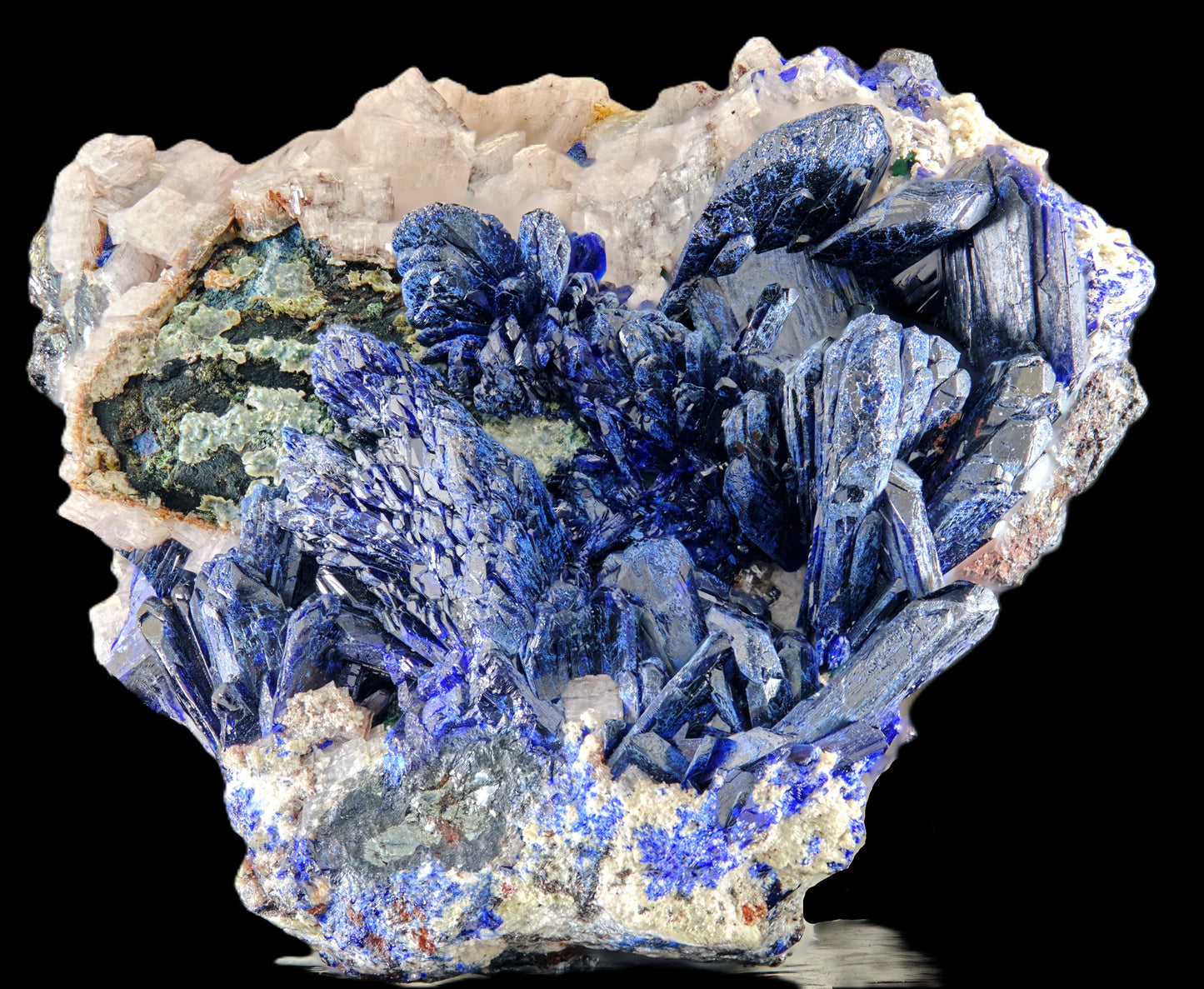 Azurite with Calcite