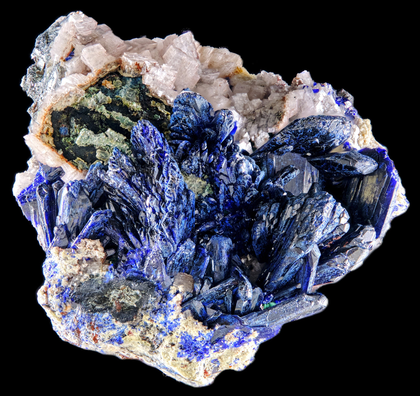 Azurite with Calcite