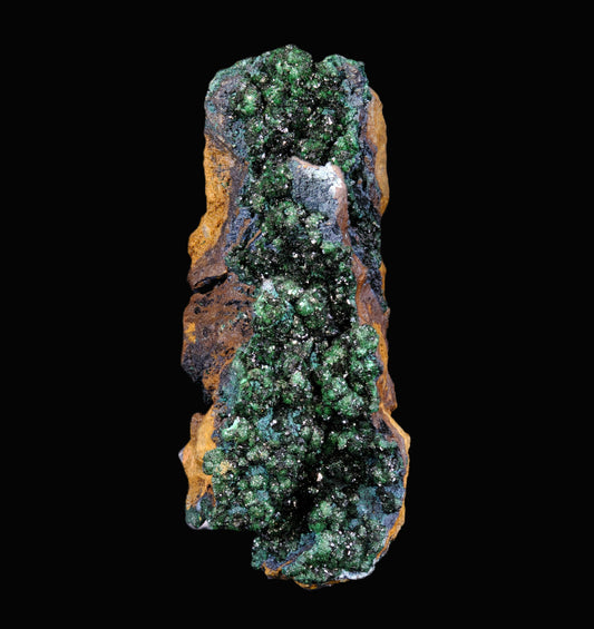 Libethenite with Plancheite and Pseudomalachite