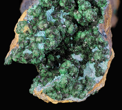 Libethenite with Plancheite and Pseudomalachite