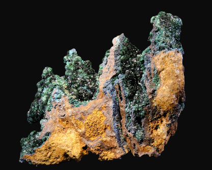 Libethenite with Plancheite and Pseudomalachite