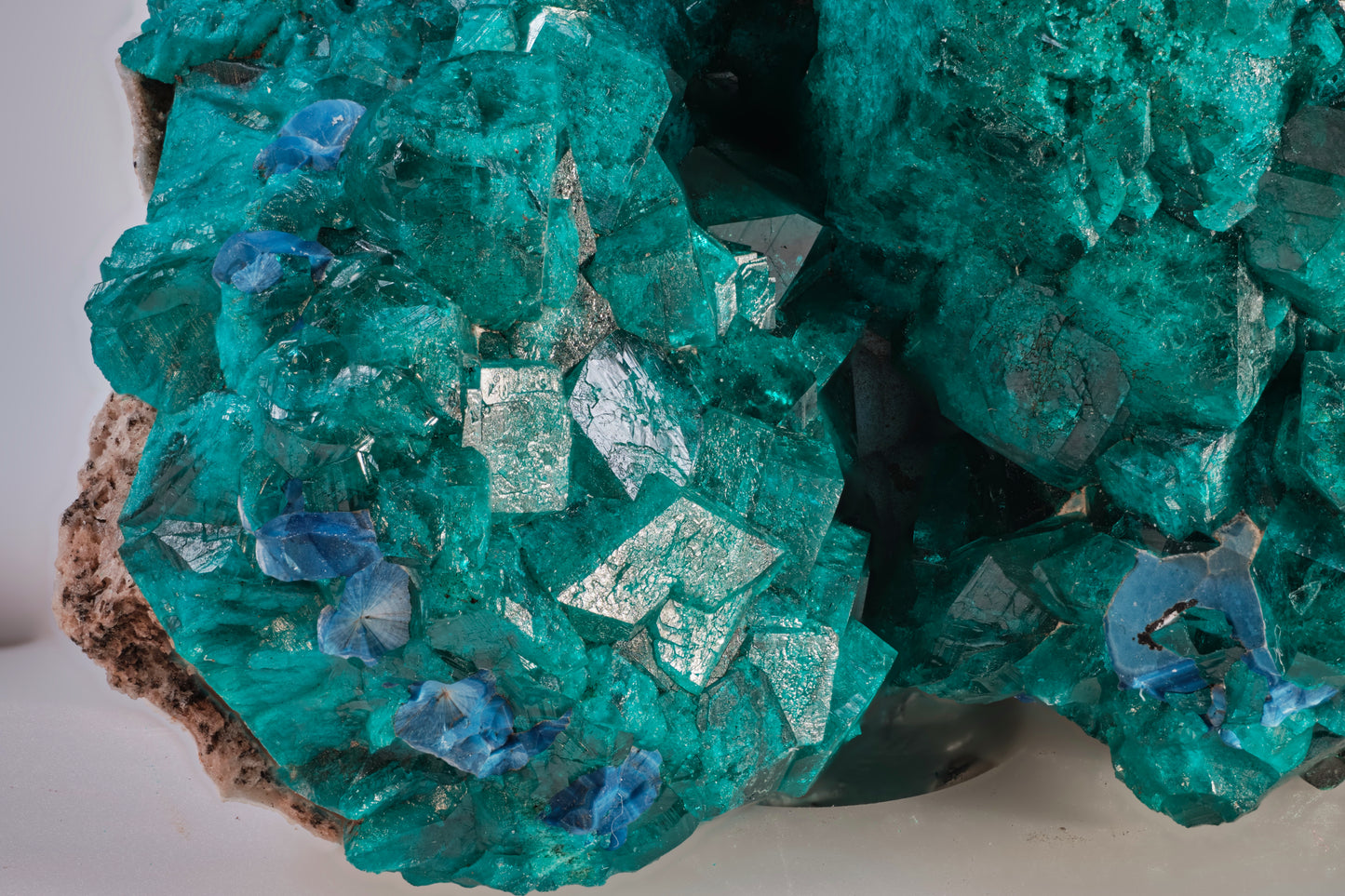 Dioptase, Shattuckite, and Malachite