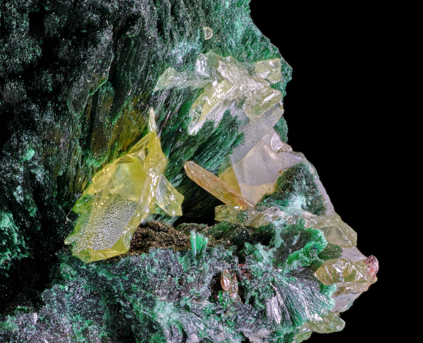 Malachite Ps. after Azurite with Wulfenite