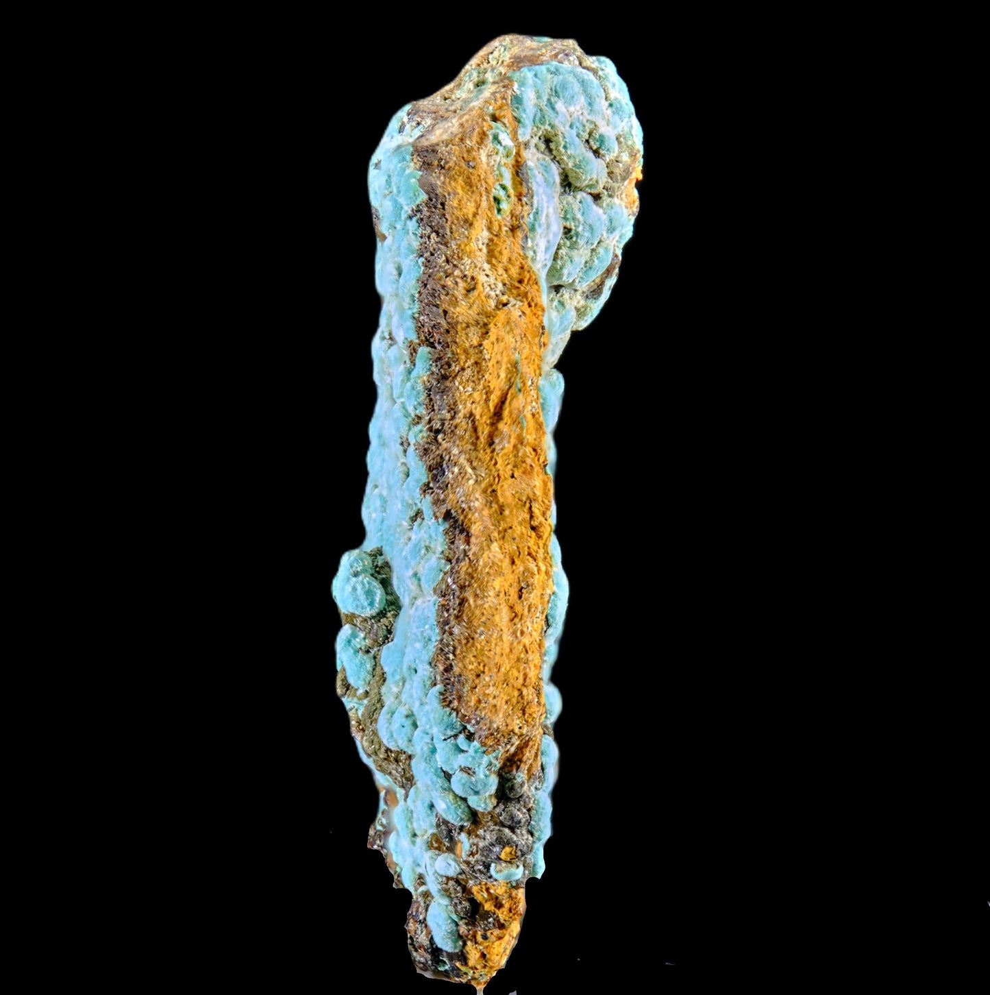 Rosasite on Hematite with Limonite