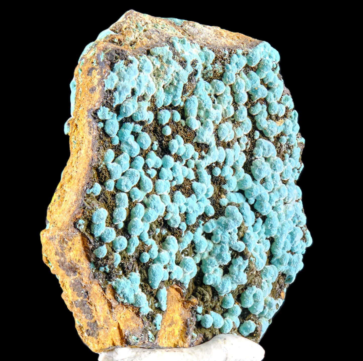 Rosasite on Hematite with Limonite
